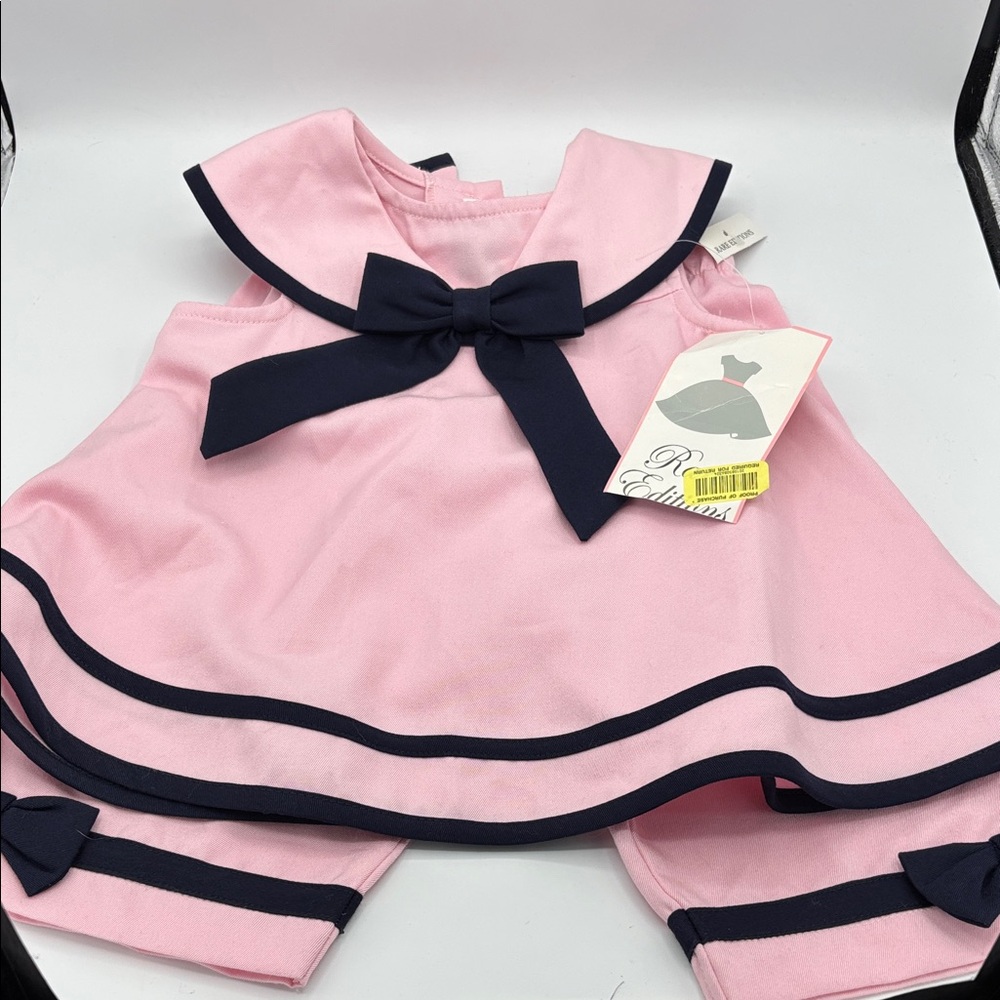Rare Editions 2PC Pink and Navy Sailor Dress Set 24 Months